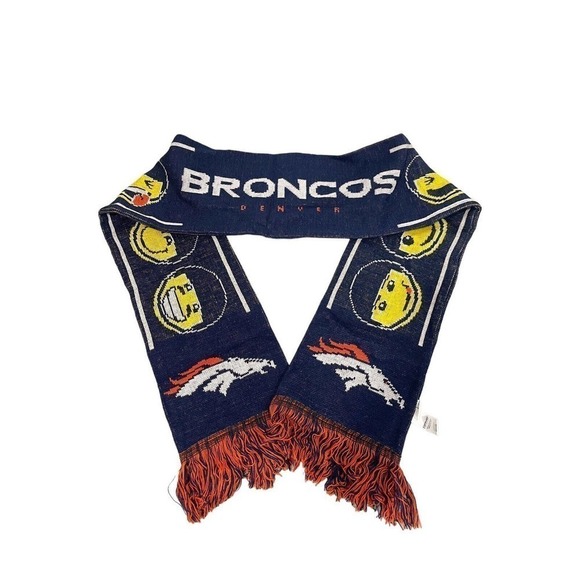 Forever Collectibles NFL Denver Broncos Knit Color Blend Scarf Smiley Faces - Picture 1 of 2